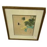 18"h., 18"w Japanese Watercolor Butterfly & Flow
