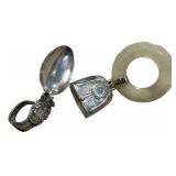 .850 Sterling Baby Rattle and Spoon Art
