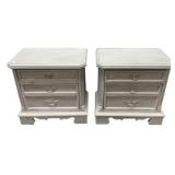 26"h., 26"w Pair Painted Wood 3-Drawer Nightstan