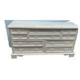 35"h., 66"w 20"d White Painted Wood 10-Drawer