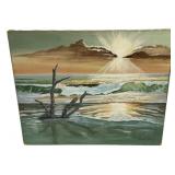 24"h., 30"w Juanelle Myers 1991 Ocean Sunset Oil
