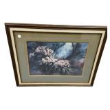 32"w., 28"h Framed Mountain Laurel Watercolor Pr