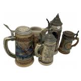Collection of 5 German Beer Steins