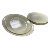 Ivory Porcelain Plates Gold Rim Set