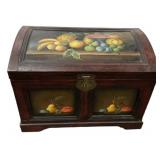 Hand-Painted Wood Chest with Fruit Art