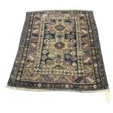 44"w., 57"h.,  Antique Caucasian Hand-Knotted Wo