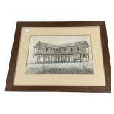 19"h 14"w Framed Watercolor Stilt House Print