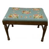 Needlepoint Floral Vanity Bench