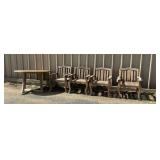 Teak Patio Table & 4 Armchairs Set
