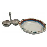 8" w Italian Hand-Painted Ceramic Serve Set
