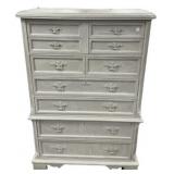 59"h., 40"w., 20"d Gray Painted Chest-on-Chest