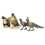 Bird Figurines Ceramic & Metal Set of 4