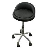 Black Rolling Adjustable Stool w/ Back