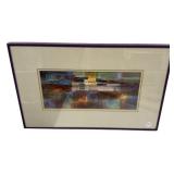 13"h., Abstract Landscape Watercolor Painting