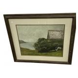 33"w., 30"h., Framed Coastal Cottage Landscape P