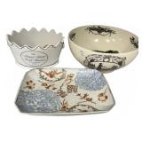 Decorative Ceramic Bowl & Tray Lot (3)