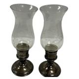 10"h Sterling Silver Hurricane Candle Holders