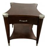 Dark Wood End Table w/ Metal Accents