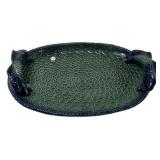 17" w Green Ceramic Fish Scale Platter