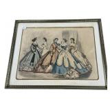 10"h. 13"w Victorian Fashion Plate Print Framed