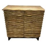 Carved Wave Front Mango Wood Cabinet