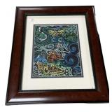15"w, 18.5"h Walter Anderson Framed "Sea" Art