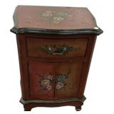 Hand-Painted Floral Wood Nightstand