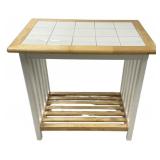 Tile Top Wood Side Table w/ Shelf