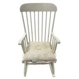 White Painted Wood Spindle Rocking Chair
