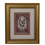 Framed 'Rose Santa' card, 10.5' x 12.5'