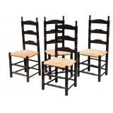 Four Ladder-Back Chairs with Rush Seats