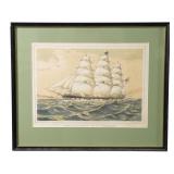 Framed Currier & Ives Clipper Ship Print
