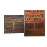Two Vintage Copper Printing Plates