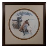 Eileen Hayes signed print 'Fox Pause,' 26.5'