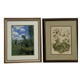 Lot of two framed prints. Includes a reproduction