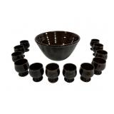 Jugtown punch bowl, 11.25' dia., 6' deep, brown