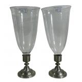 Pair of vintage hurricane lamps/candle holders.