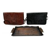 Hand-Etched Tray and Leather Satchel Set