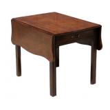 Mahogany Drop-Leaf Side Table with Drawer