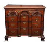 Mahogany Block Front Chest with Shell Carvings