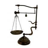 Brass stillyard scales, 7.5' pan, 12' beam in