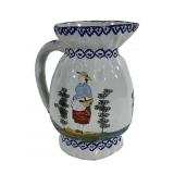 Pearlware pitcher, 5' dia., 7.75'T (glaze worn on