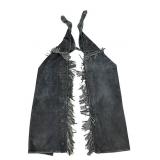 Black Leather Chaps with Fringe