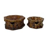 Bennington or Rockingham Spittoons