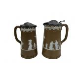 Stines: 2 Dudson Bros. brown Jasperware with
