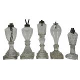 Early Clear Flint Glass Whale oil lamps 1830's -