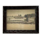 Farm drawing, signed on back, dated 1835 & 1855