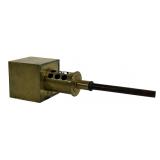Brass torch, 16'T, 4.25' sq. top, wooden handle