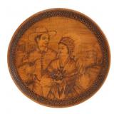 Wooden Plate With Rustic Engraved Design