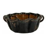 Redware cake mold, double handles, 9.5' dia.,